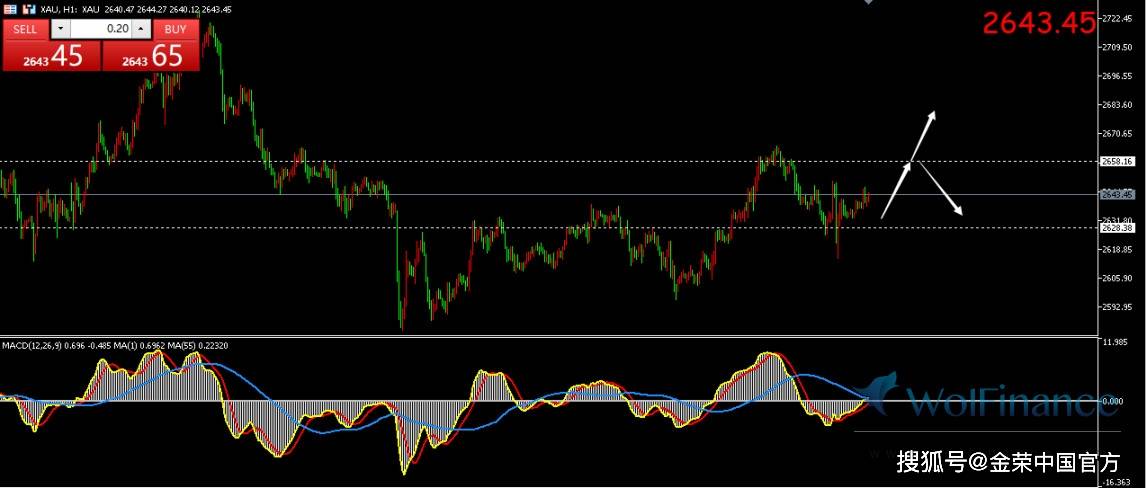 金荣中国：现货黄金继续震荡，目前交投于2643美元附近