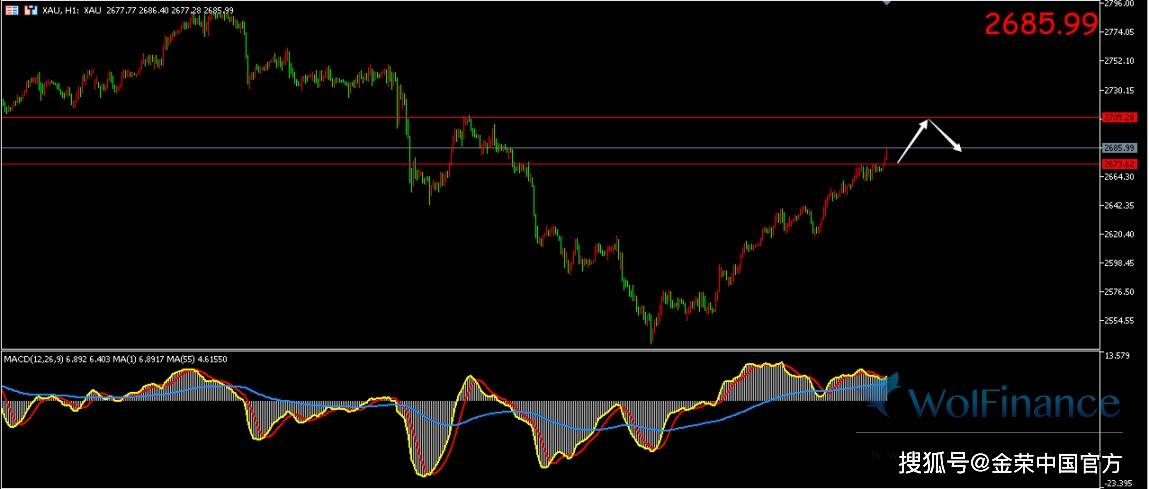 金荣中国：现货黄金延续隔夜强劲扩大涨势，目前交投于2685美元附近